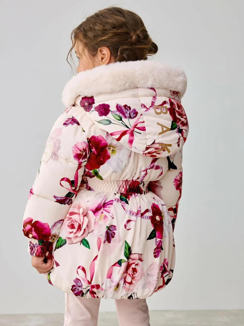 Baker by Ted Baker Shower Resistant Bubble Hem Padded Coat Pink