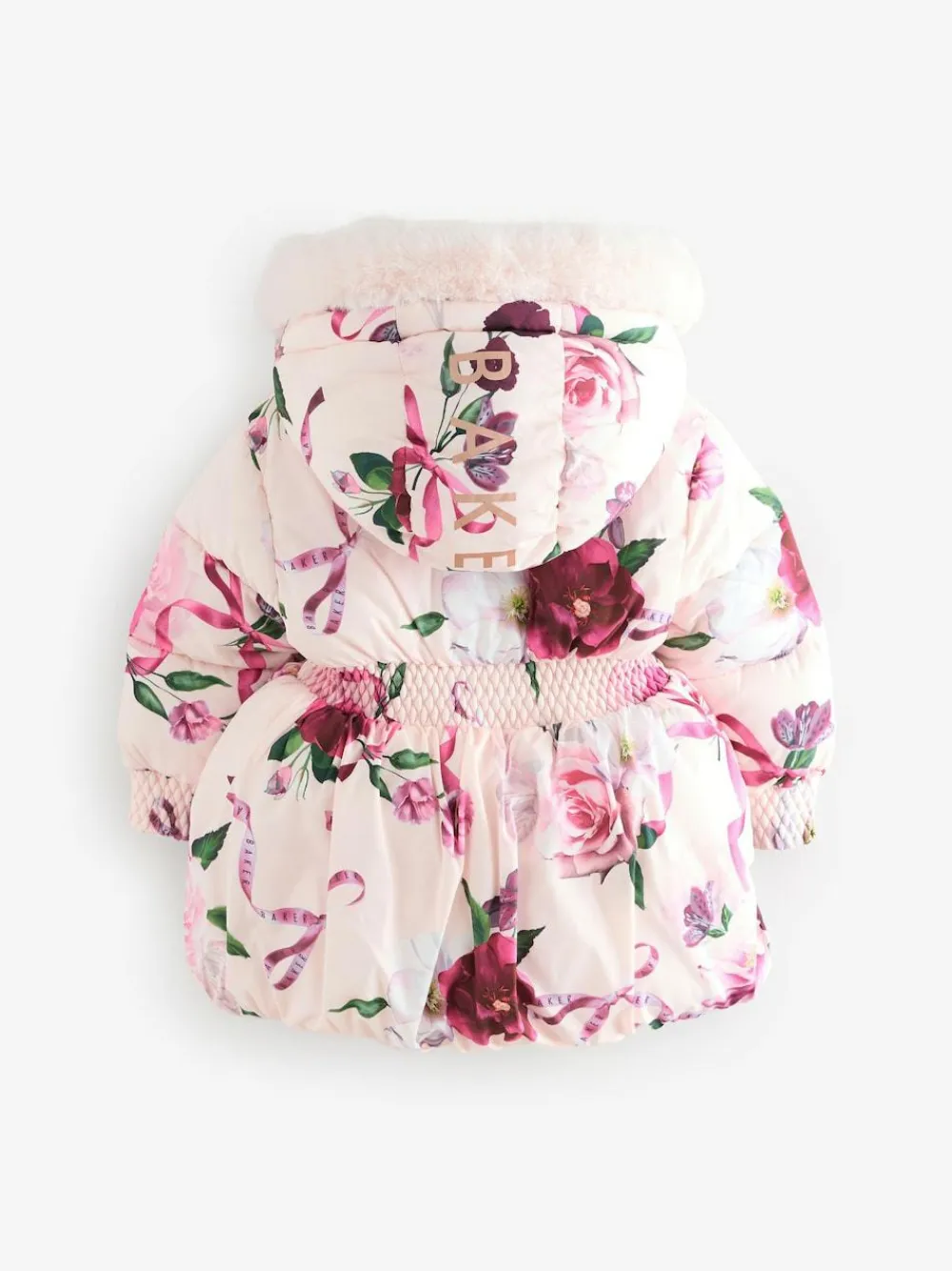 Baker by Ted Baker Shower Resistant Bubble Hem Padded Coat Pink