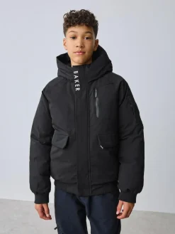 Hot Baker by Ted Baker Shower Resistant Padded Bomber Black Coat