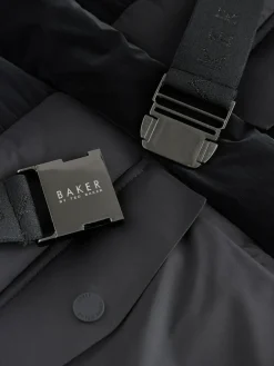 Clearance Baker by Ted Baker Shower Resistant Longline Belted Padded Black Parka