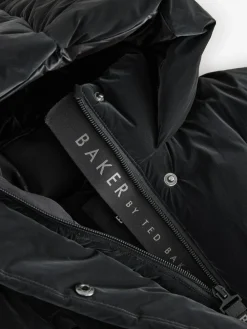 Clearance Baker by Ted Baker Shower Resistant Longline Belted Padded Black Parka