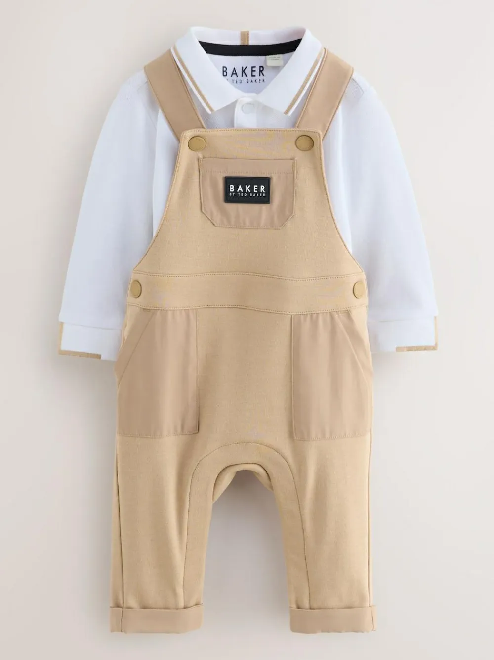 Baker by Ted Baker Stone Dungaree and Polo Shirt Set^BOY Dungarees