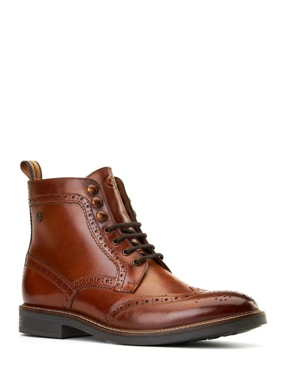 Clearance Base London Bristol Brogue Boot Burnt Tan Brown