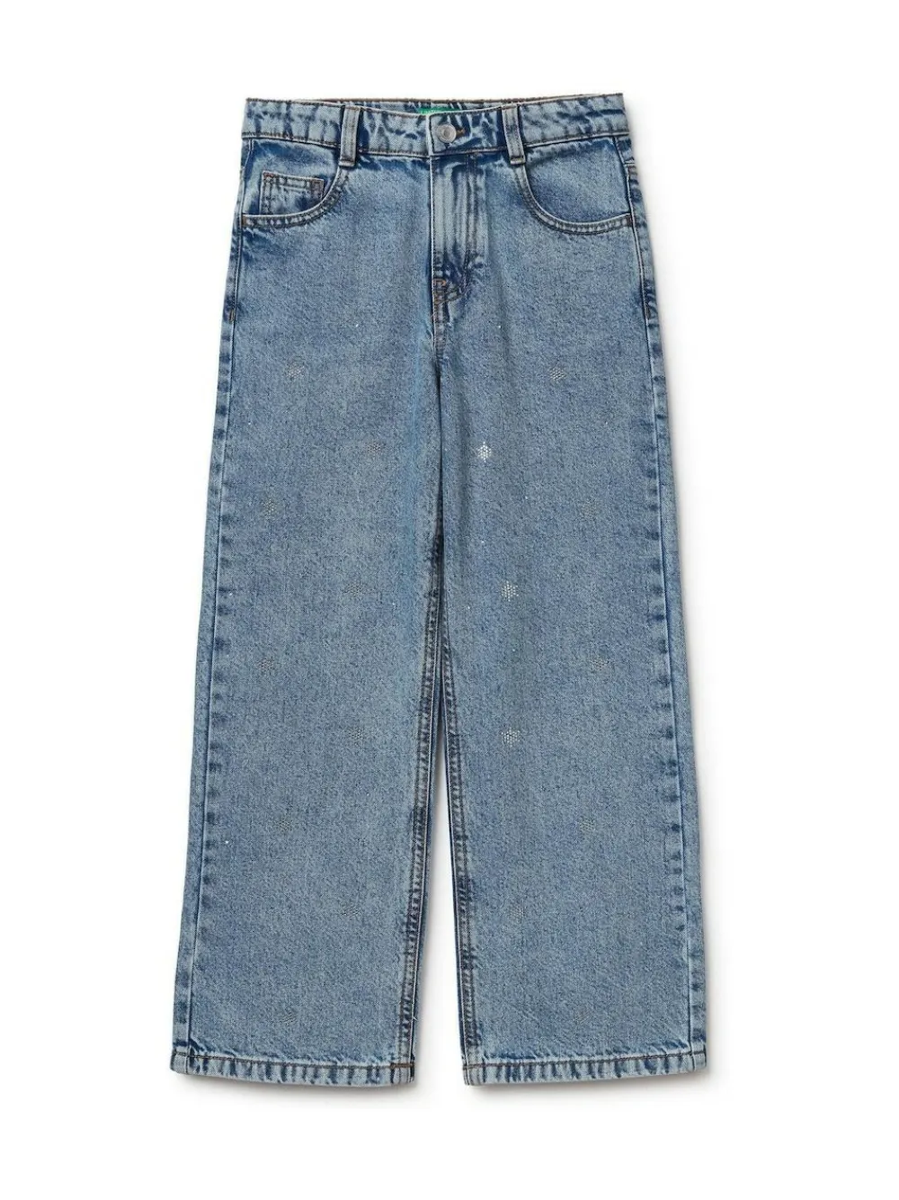 Benetton Blue Emebellished Straight Fit Jeans^ Jeans