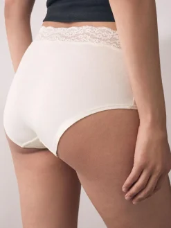 Clearance Next Midi Cotton Lace Knickers 4 Pack Berry Bow Print