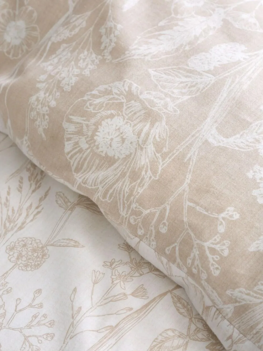 Discount Bianca Natural Supersoft 100% Brushed Cotton Floral Duvet Cover Set