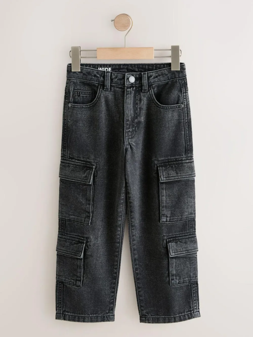 Best Next Black 100% Cotton Denim Multipocket Cargo Jeans (3-16yrs)