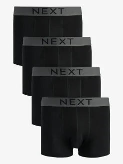 Hot Next 4 pack Hipster 100% Cotton Boxers Black