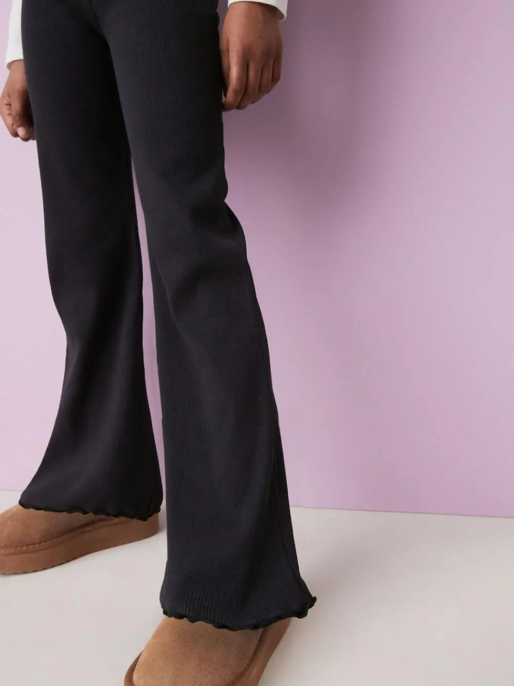Hot Next Black 1 Pack Rib Flare Leggings (3-16yrs)
