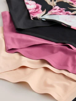 Clearance Next Black / Praline Nude / Pink Floral Full Brief No VPL Medium Flow Period Knickers 4 Pack