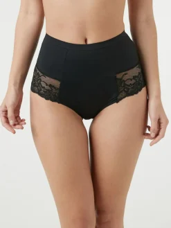 Outlet Next Print Tummy Control Shaping Lace Back Brazilian Knickers 2 Pack Black / Praline Nude
