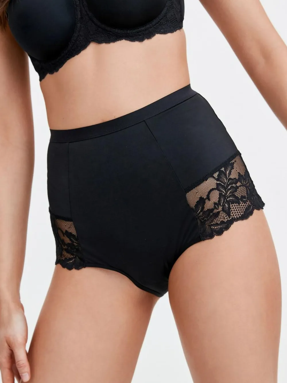 Outlet Next Print Tummy Control Shaping Lace Back Brazilian Knickers 2 Pack Black / Praline Nude