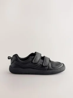 Next Black Barefoot Leather 2 Strap Touch Fastening School Shoes^BOY School Shoes|Boys Shoes