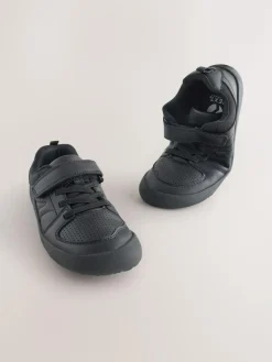 Sale Next Black Barefoot Leather 1 Strap Elastic Lace School Shoes