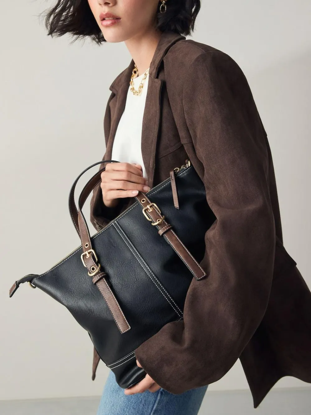 Next Buckle Hand Held Bag Black