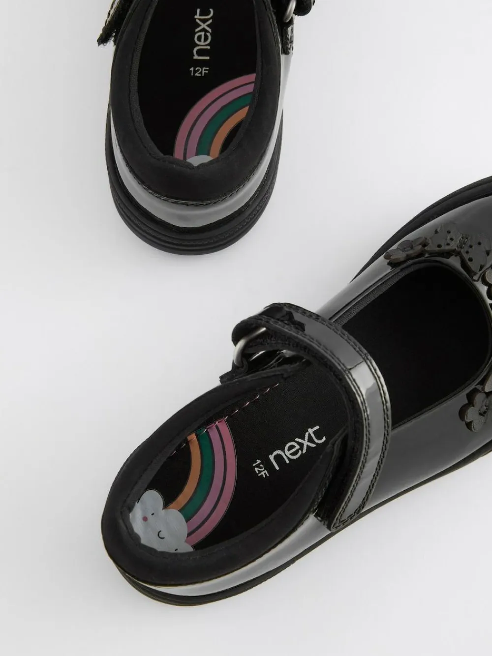 Outlet Next Black Butterfly Detail Standard Fit (F) Junior Leather School Mary Jane Shoes
