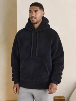 Clearance Next Black Chamonix Pattern Borg Overhead Hoodie