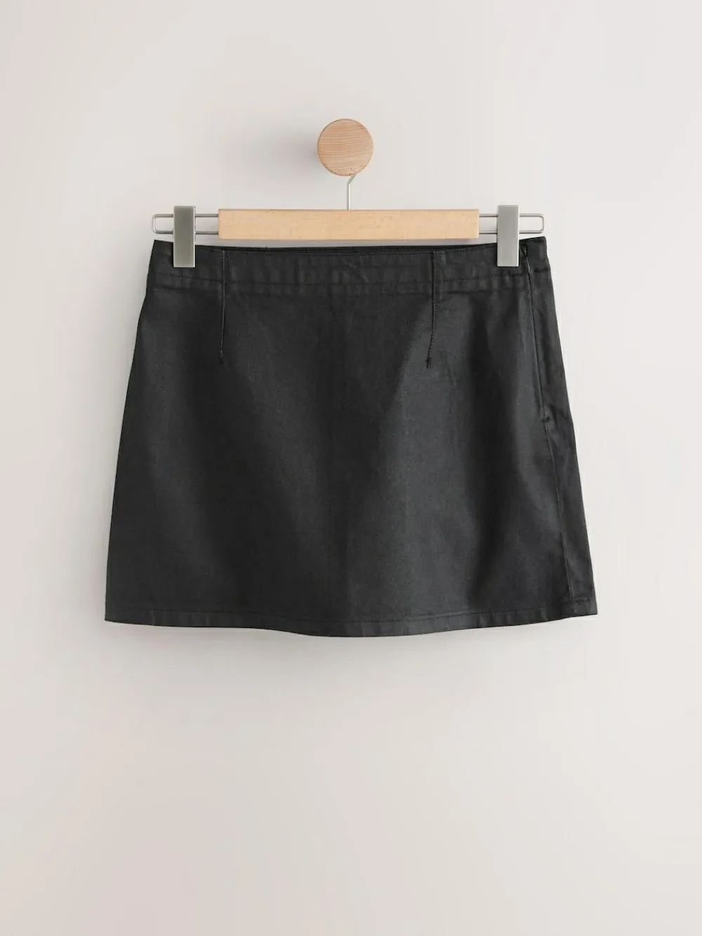 Next Black Coated Denim Mini Skirt^Women Skirts