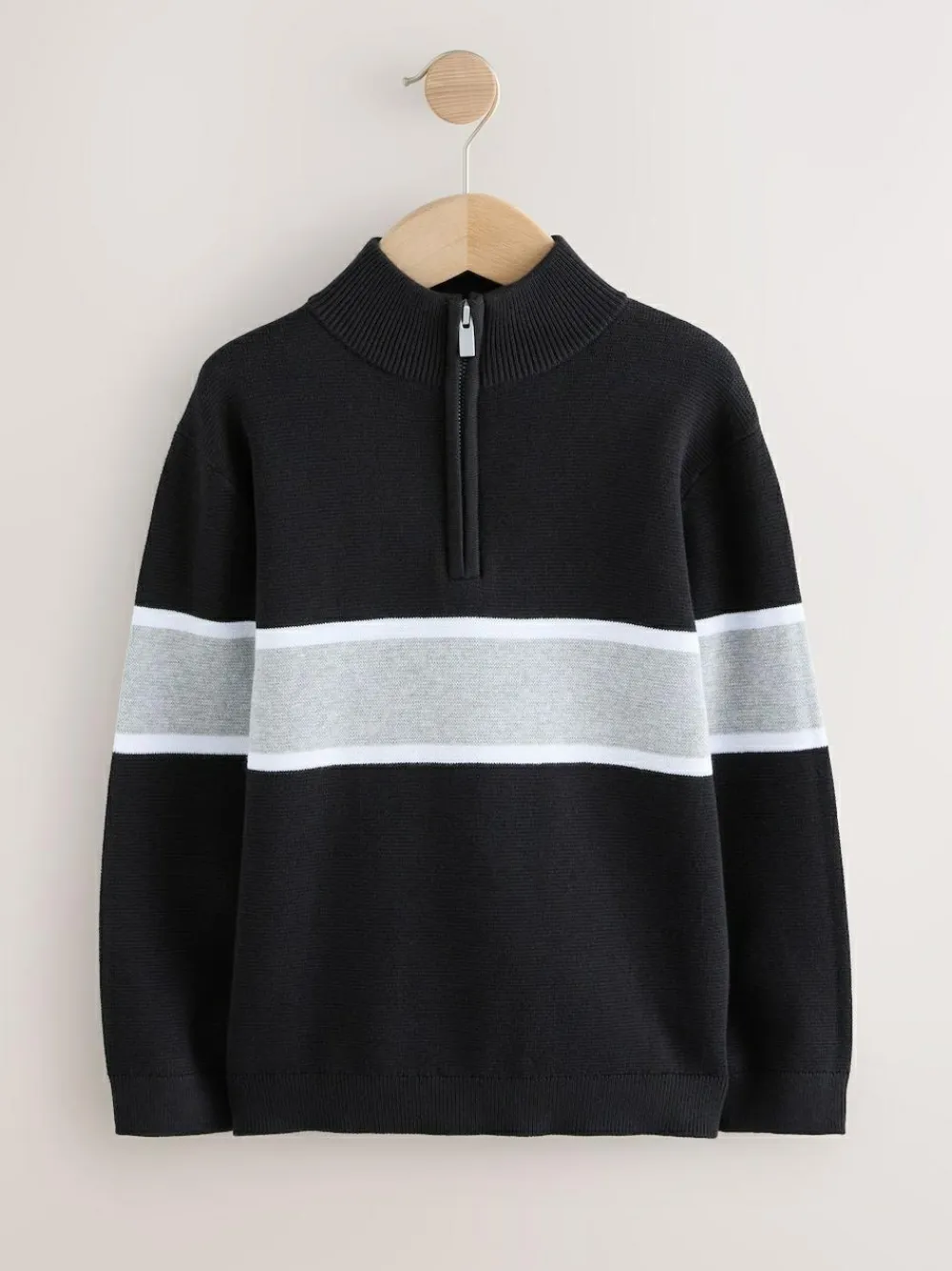 Next Colourblock Zip Neck Knitted Jumper (3-16yrs)^BOY Knitwear & Sweaters|Knitwear