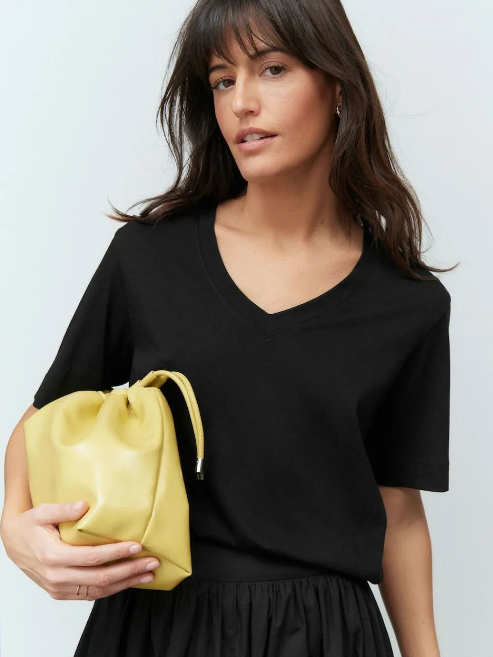 Next Black Cotton Modal Slouch V-Neck T-Shirt^Women Tops & T-Shirts