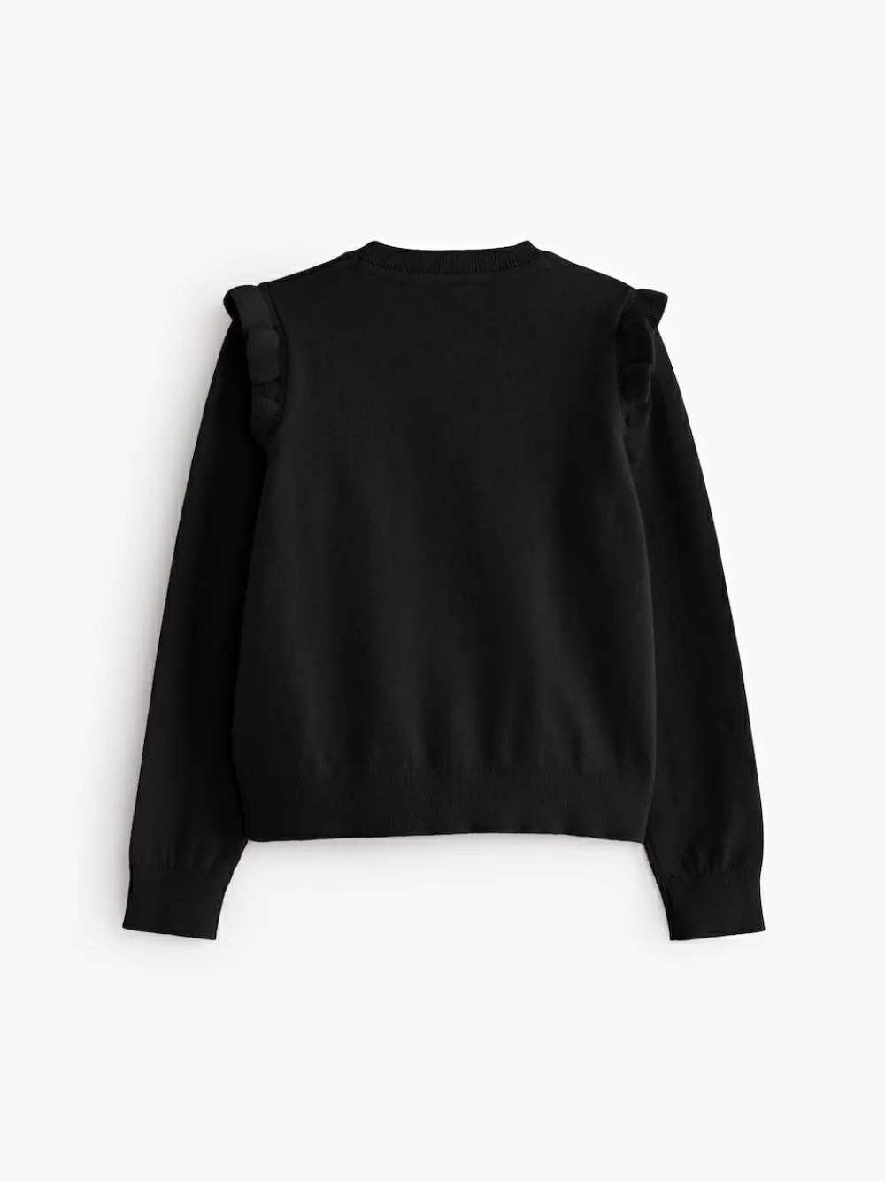 Clearance Next Black Cotton Rich Frill Shoulder School Cardigan (3-16yrs)