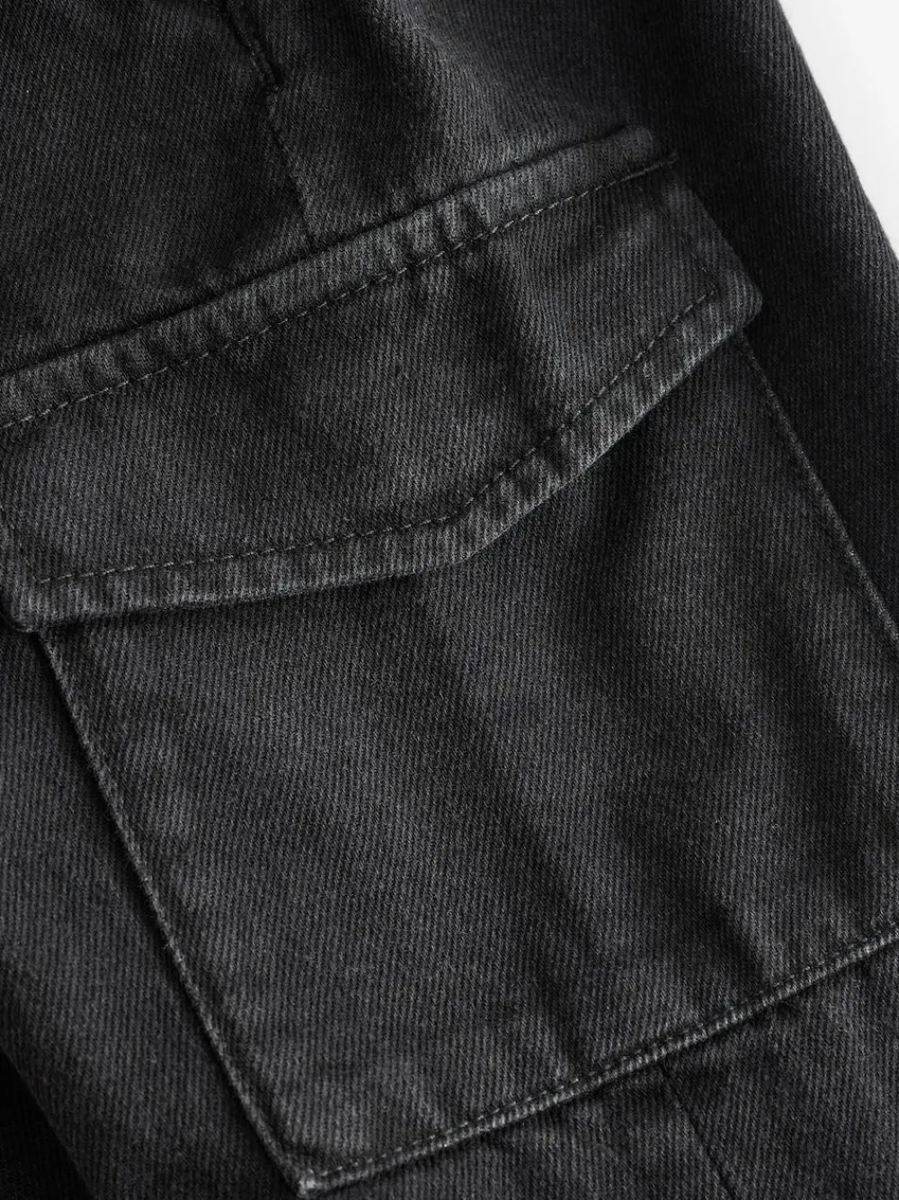 Outlet Next Wide Leg Pull On Cargo 100% Cotton Jeans (3mths-7yrs) Black Denim