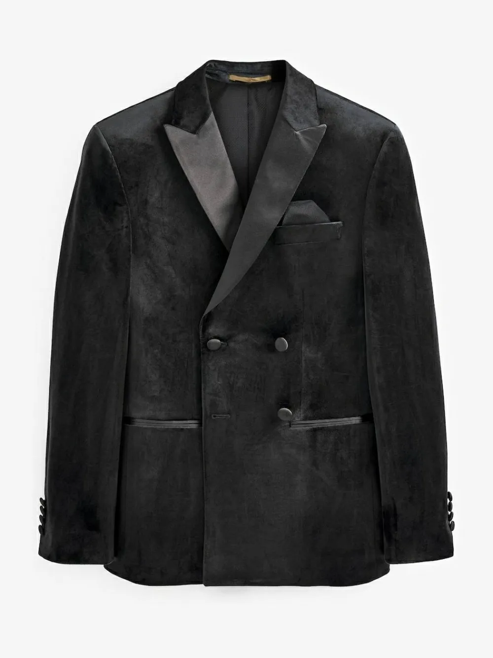 Outlet Next Black Double Breasted Slim Fit Velvet Blazer