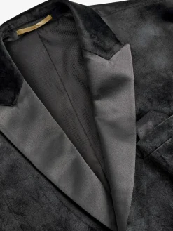 Outlet Next Black Double Breasted Slim Fit Velvet Blazer