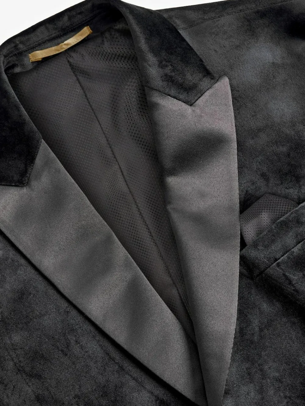 Outlet Next Black Double Breasted Slim Fit Velvet Blazer