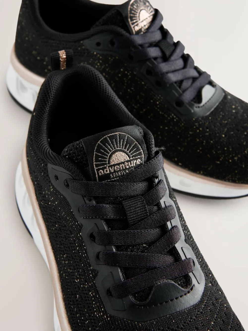 Next Elastic Lace-Up Trainers Black