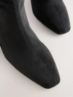 Outlet Next Extra Wide Fit Chisel Toe Block Heel Sock Boots Black
