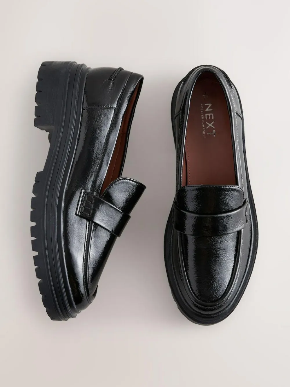 Online Next Extra Wide Fit Chunky Loafers Black