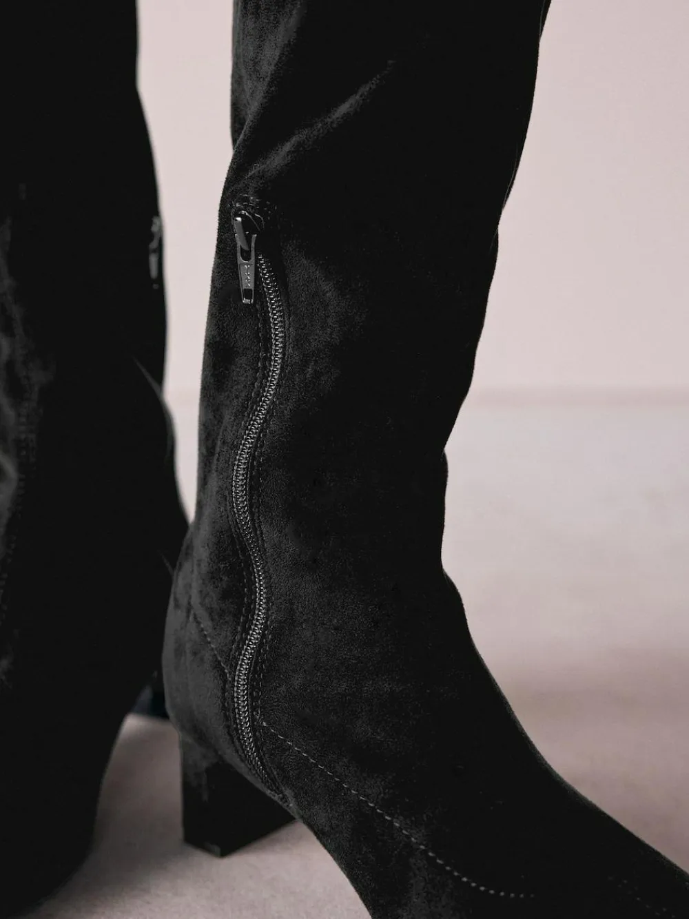 Next Black Extra Wide Fit Forever Comfort® Chisel Toe Knee Sock Boots^Women Boots & Wellies|Boots