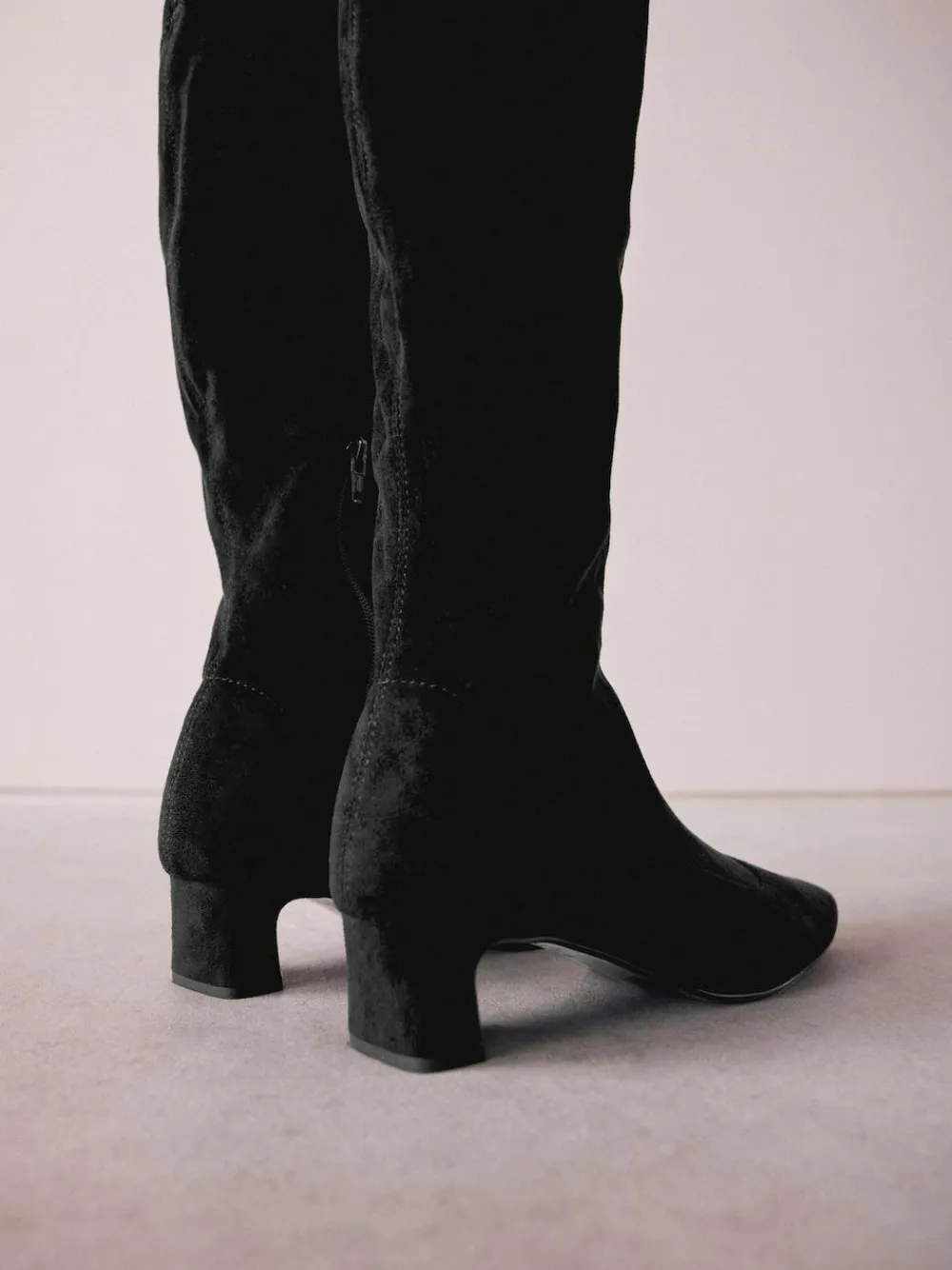 Next Black Extra Wide Fit Forever Comfort® Chisel Toe Knee Sock Boots^Women Boots & Wellies|Boots