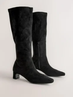 Next Black Extra Wide Fit Forever Comfort® Chisel Toe Knee Sock Boots^Women Boots & Wellies|Boots