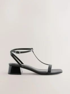 Discount Next Extra Wide Fit Forever Comfort® Low Block Strappy Sandals Black