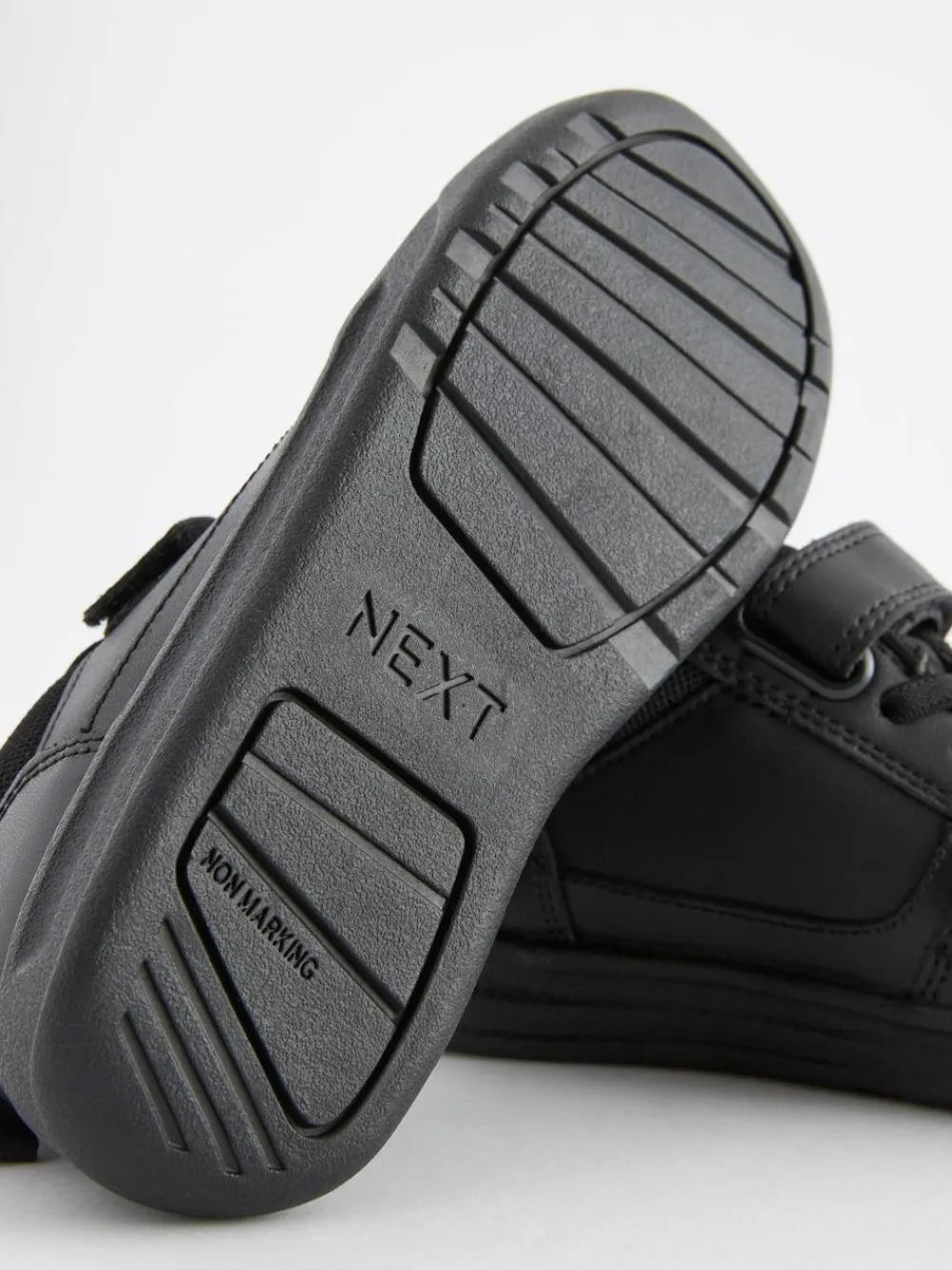 Next Black Extra Wide Fit (H) Elastic Lace School Trainers^BOY School Shoes|Boys Shoes