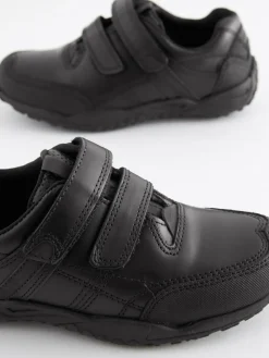 Next Black Extra Wide Fit (H) Leather Touch Fastening School Shoes^BOY School Shoes|Boys Shoes