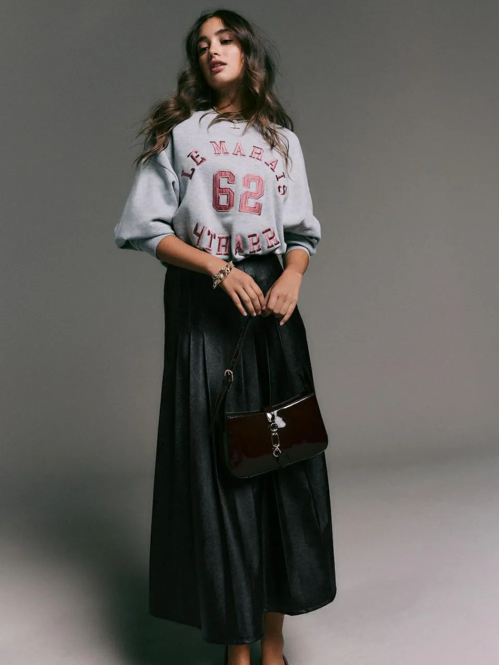 Next Faux Leather Midi Kilt Skirt^Women Skirts