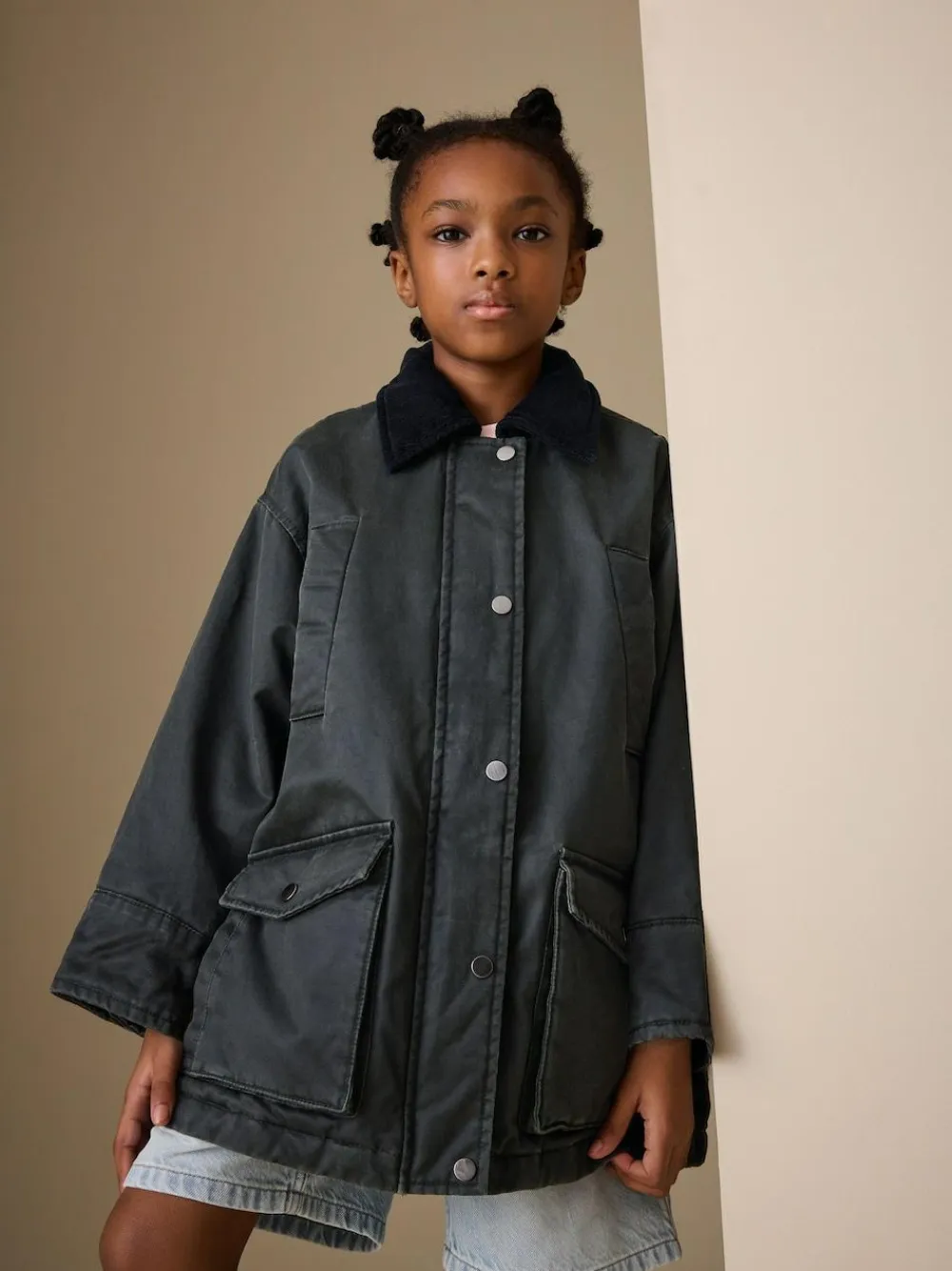 Next Black Faux Waxed Jacket (5-14yrs)^ Jackets & Coats|Snowsuits & Coats