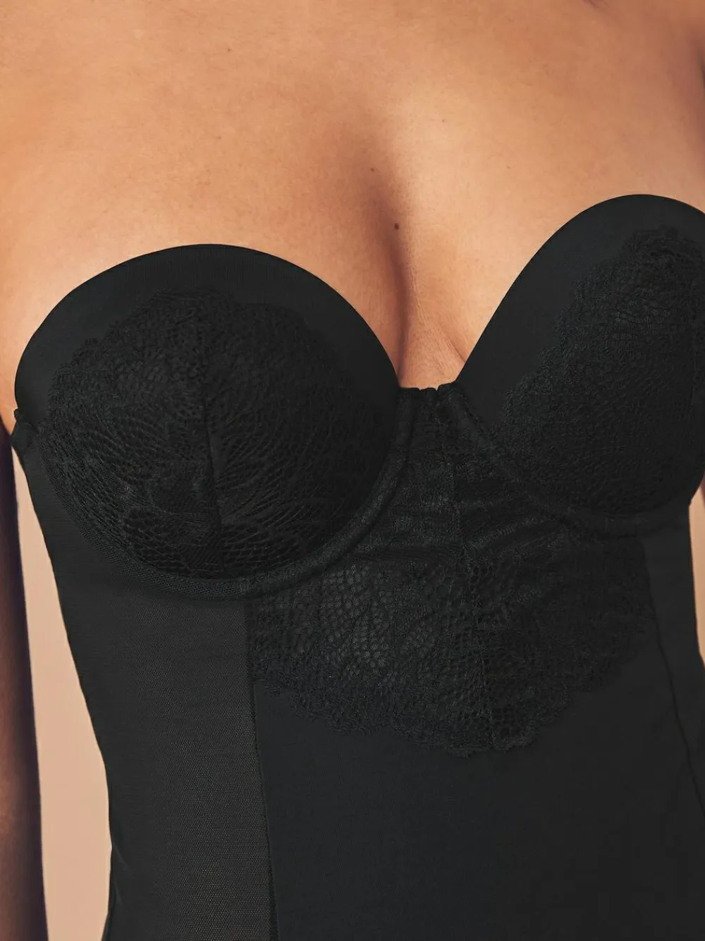 Online Next Firm Tummy Control Cupped Lace Body Black