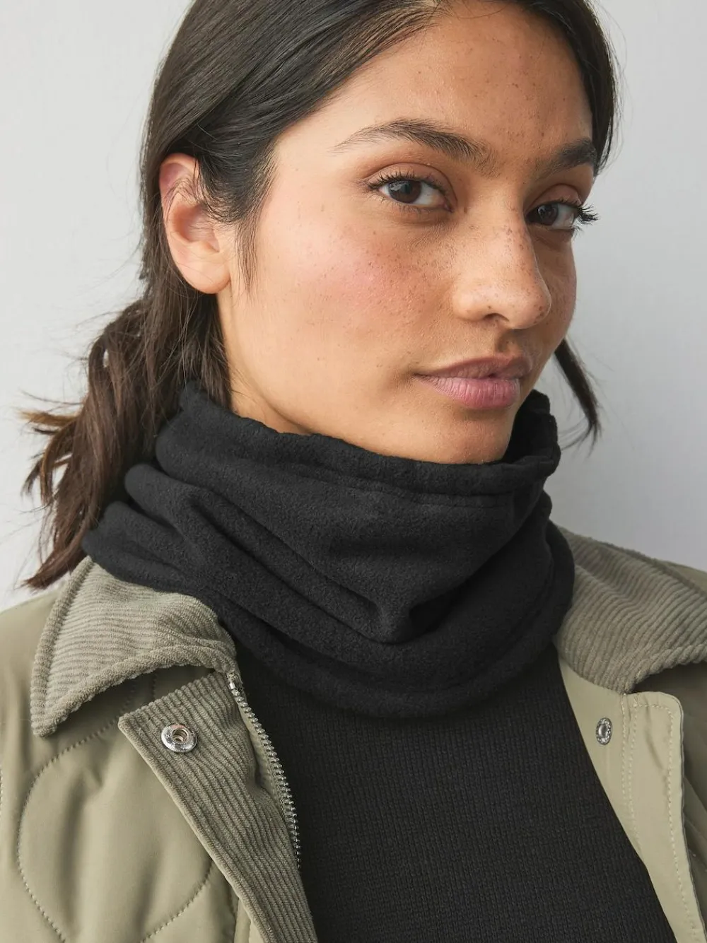 Online Next Black Fleece Snood Scarf