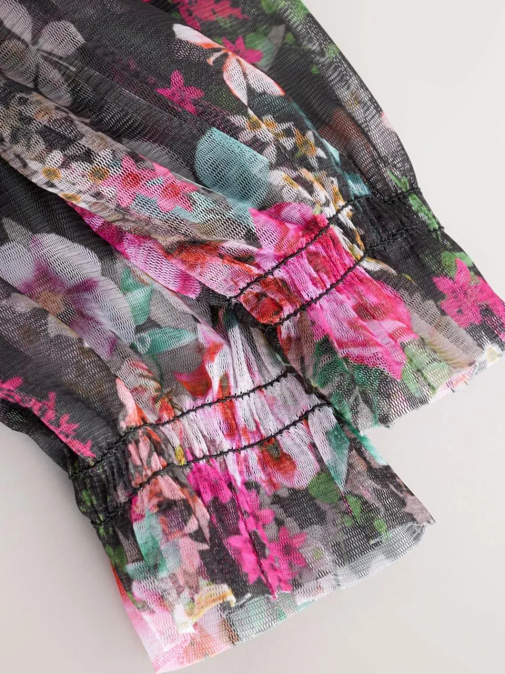 Clearance Next Black Floral Long Sleeve Mesh Party Dress (3-16yrs)