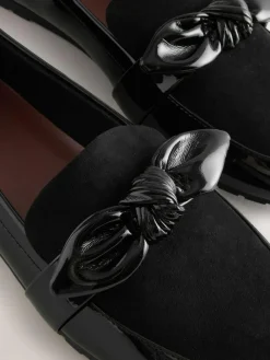 Next Black Forever Comfort® Bow Round Toe Loafers^Women Flats