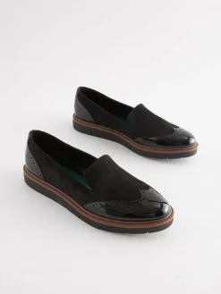 Best Next Black Forever Comfort® Brogue Detail Chunky Sole Loafers