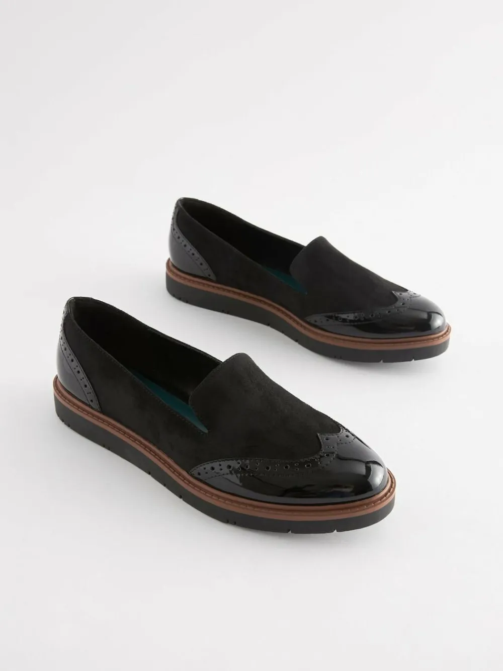 Best Next Black Forever Comfort® Brogue Detail Chunky Sole Loafers