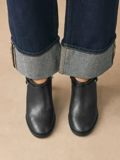 Best Next Black Forever Comfort® Round Toe Block Heel Buckle Detail Shoe Boots