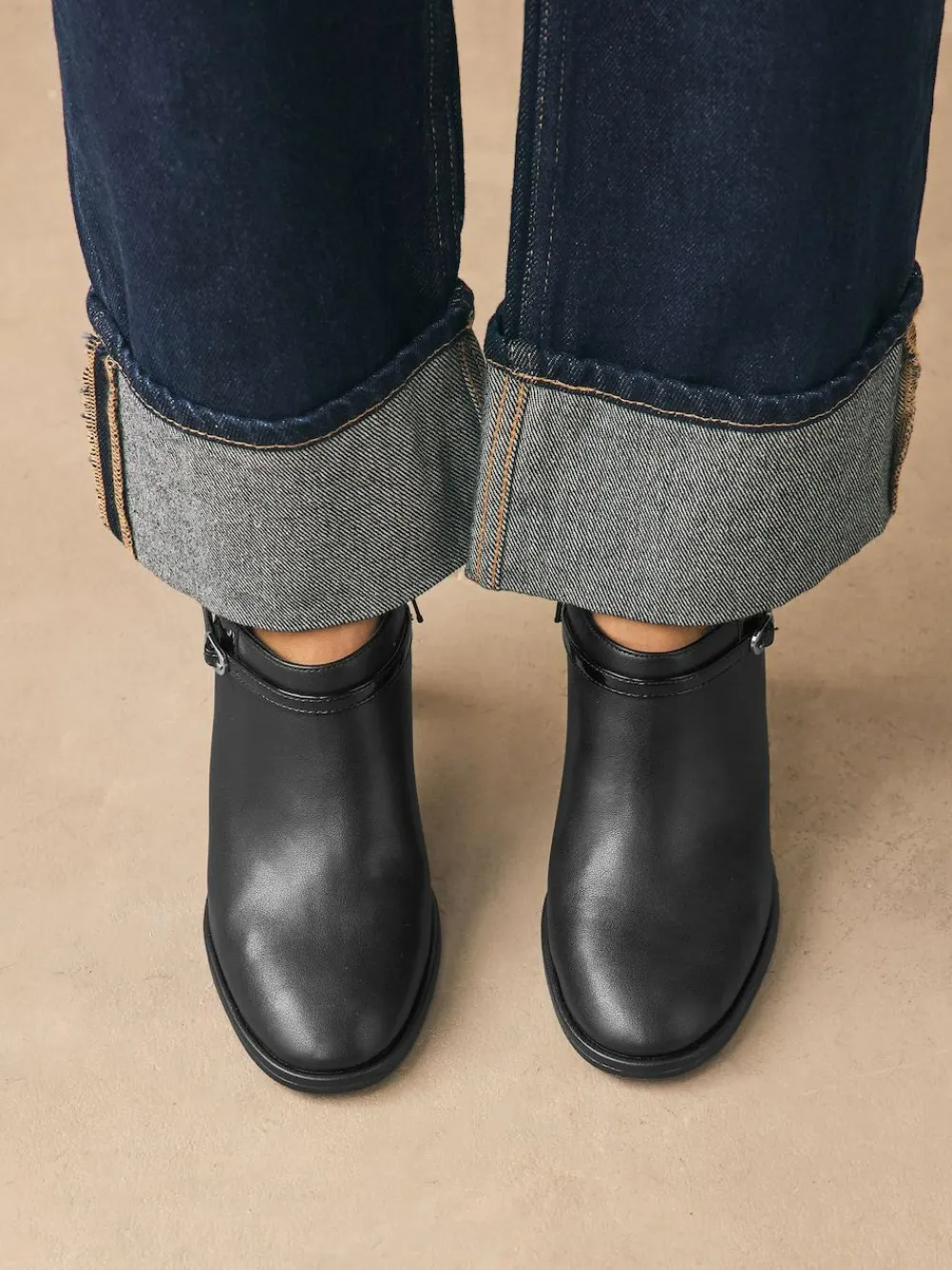 Best Next Black Forever Comfort® Round Toe Block Heel Buckle Detail Shoe Boots