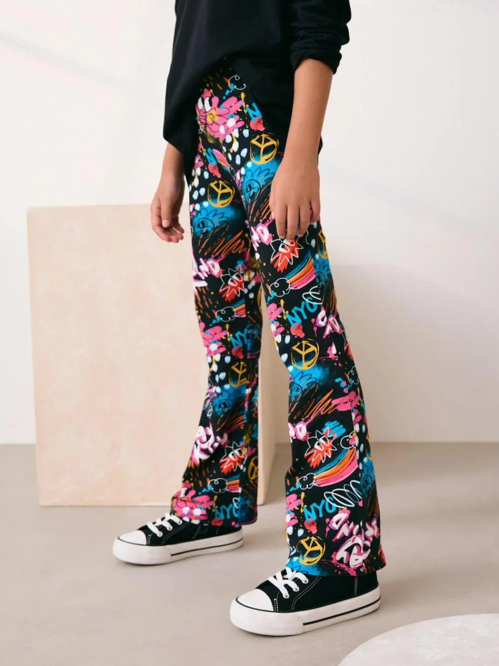 Next Black Graffiti Flare Leggings (3-16yrs)^ Pants & Leggings|Pants & Leggings