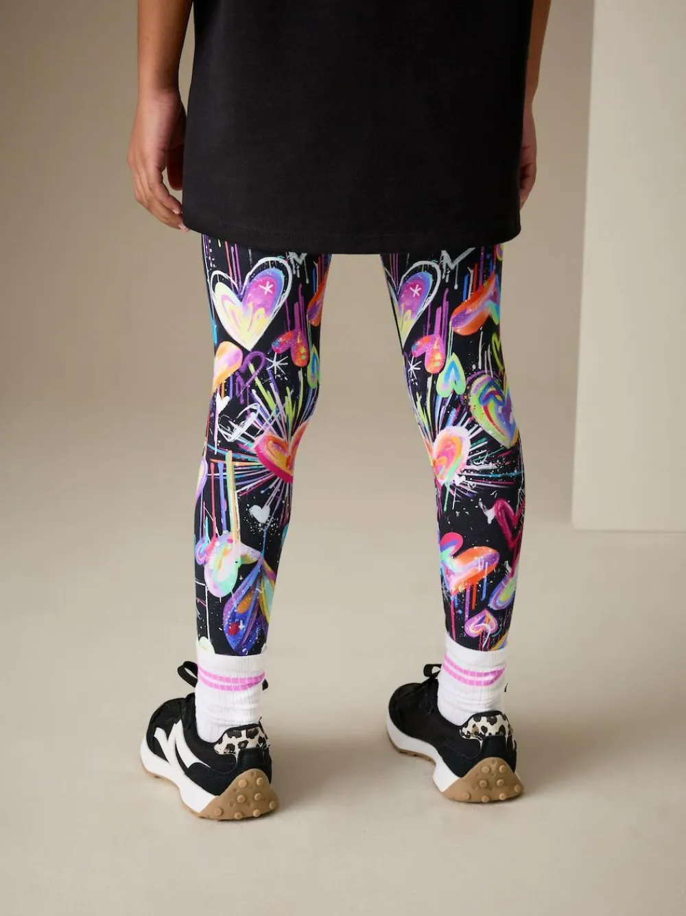 Outlet Next Black Graffiti Heart Leggings (3-16yrs)